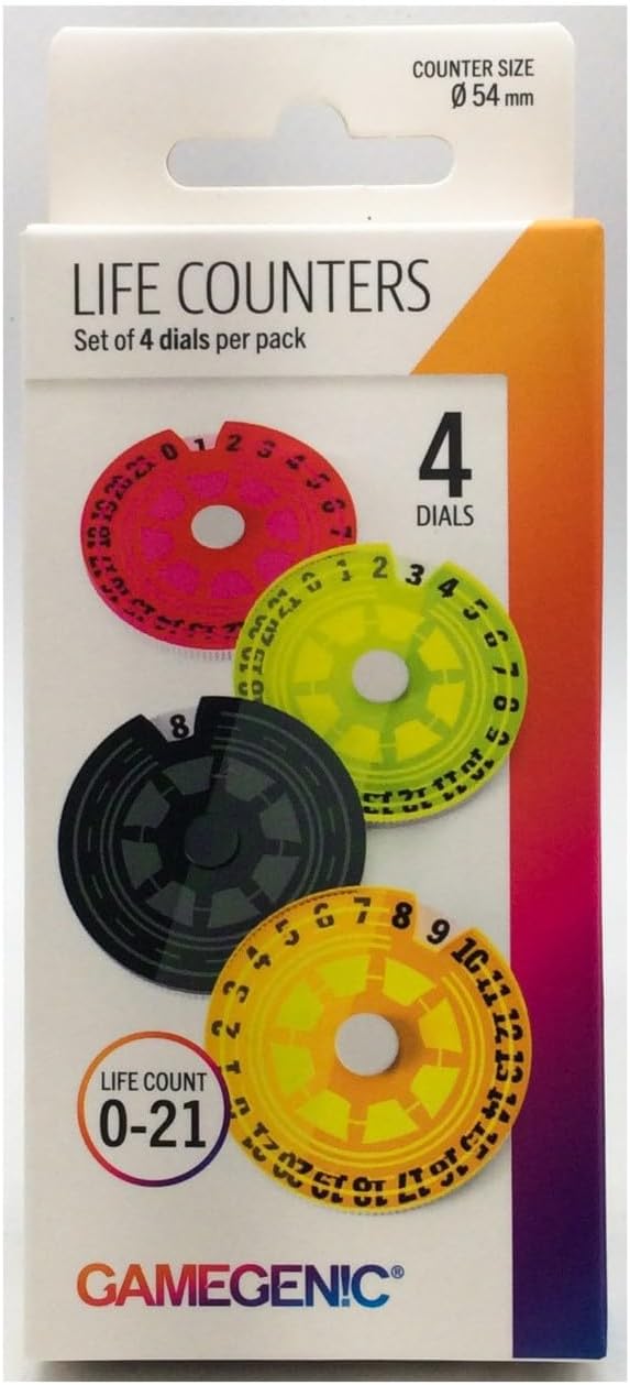 Gamegenic Life Counter – Life Counters Set of 4 Single Dials – Smooth & Tough – Compatible with Magic The Gathering Commander Deck, Marvel Champions – Play MTG, TCG, LCG