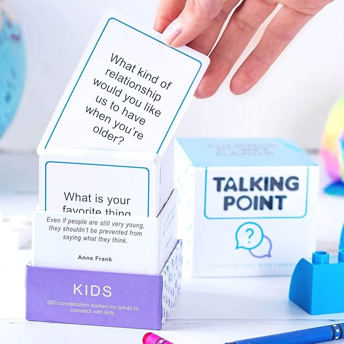 TALKING POINT CARDS Kids Family Bundle: 400 Thought Provoking Conversation Starters - 2 Packs: Kids + Family
