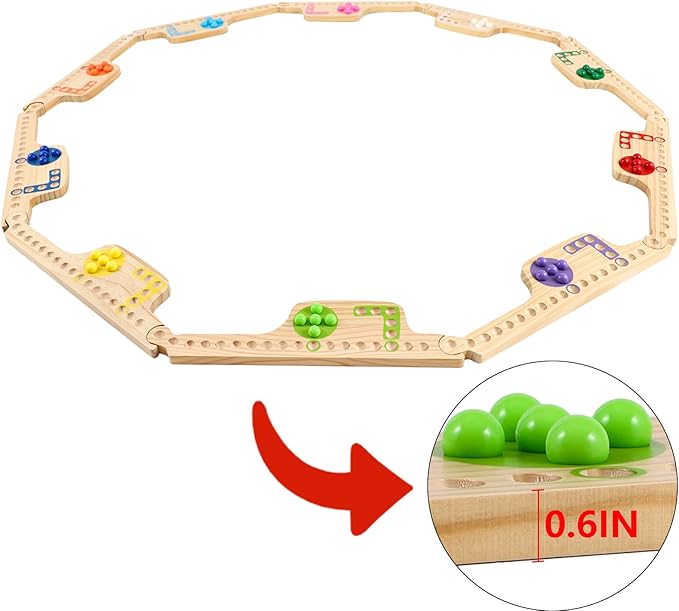10 Players Marbles and Jokers Board Game Pegs and Jokers Card Wood Game Board Portable Multiplayer Boards Include 10 Colored Marbles 4 Boxes of Card