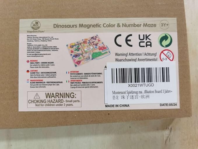 Magnetic Color & Number Maze, Montessori Wooden Color Matching Learning Counting Puzzle Board, Toddler Fine Motor Skills Toys for Boys Girls 3 4 5 Years Old - Dinosaur