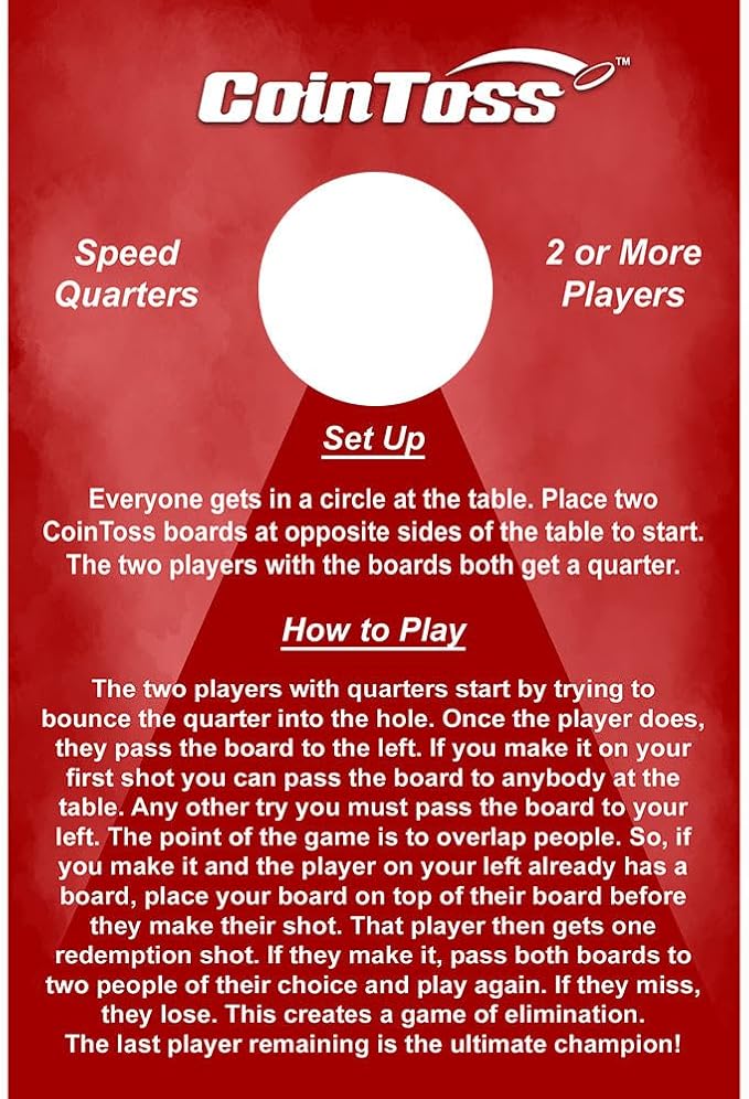 2 CoinToss Boards and Carry Case Set - Speed Quarters - Light Red