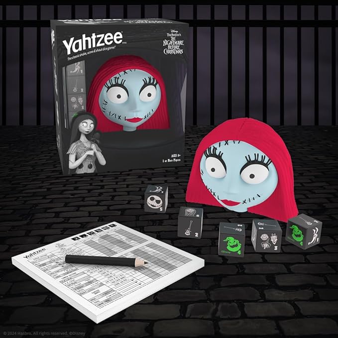 YAHTZEE: The Nightmare Before Christmas - Sally, Collectible Sally Dice Cup, Classic Dice Rolling Game Based on the Halloween Disney Classic, Great for Game Nights, Officially Licensed Merchandise