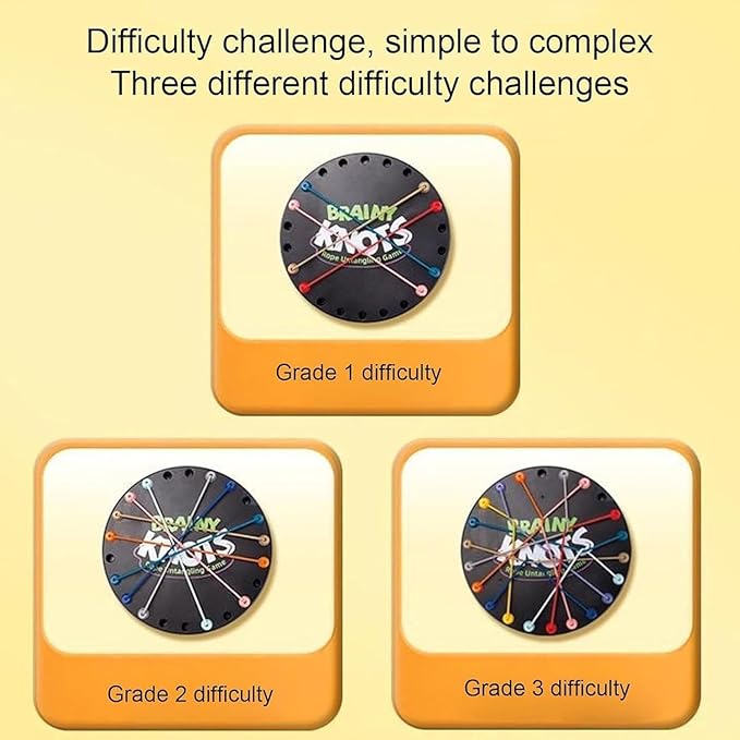 Brainy Knots Rope Untangling Game, Twisted Rope Puzzle Game, Brain Knots Game Exercise Strategy Thinking, Fun Family Game with Multiple Difficulty Levels