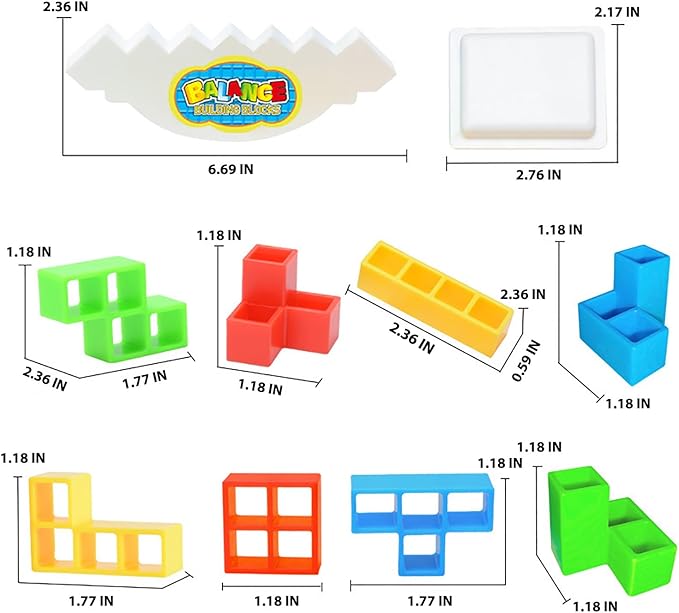 16Pcs Tetra Tower Balance Game Puzzle Block Stacking Toys, Fun Party Games for Kids Indoor Tetra Board Games for Adults and Family