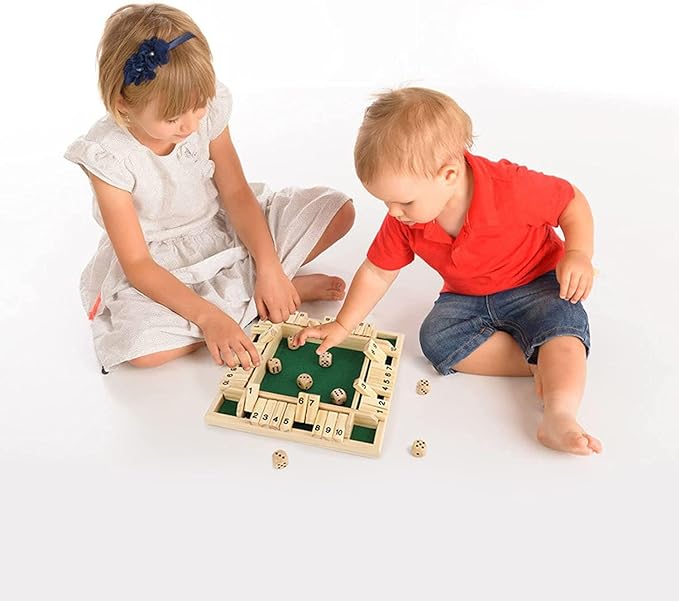 Shut The Box Game 12 Numbers, Shut The Box Dice Game Wooden Board Table Close The Box 2-4 Player 2 Dices Classics Close The Box Board Game for Adults Kids, Family Classroom Home or Bar