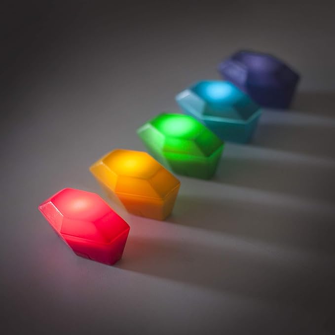 Protectors of The Rainbow - Gem Replacement Set | Ages 4+ | Includes 5 Glowing Gems & all required Batteries | Hide & Seek Toys | Light Up Toys | Glow in the Dark Game for Kids | By Starlux Games