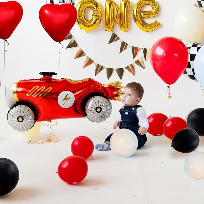 Red and Black Latex Balloons, 50Pcs 12inch Black Red White Party Balloons for Birthday,Wedding,Baby Shower,Casino Party, Race Car Party,Valentine's Day