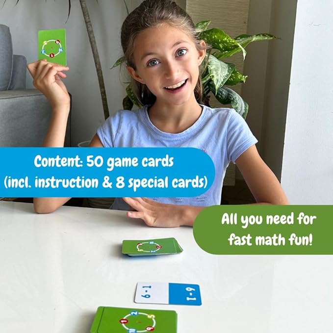 Math Card Game for Kids and Adults – Fun Speed, Math and Clap Reaction Game for 2 to 6 Players – Improve Math Skills and Quick Thinking – Learning Plus & Minus Playing – Mathomino Cards