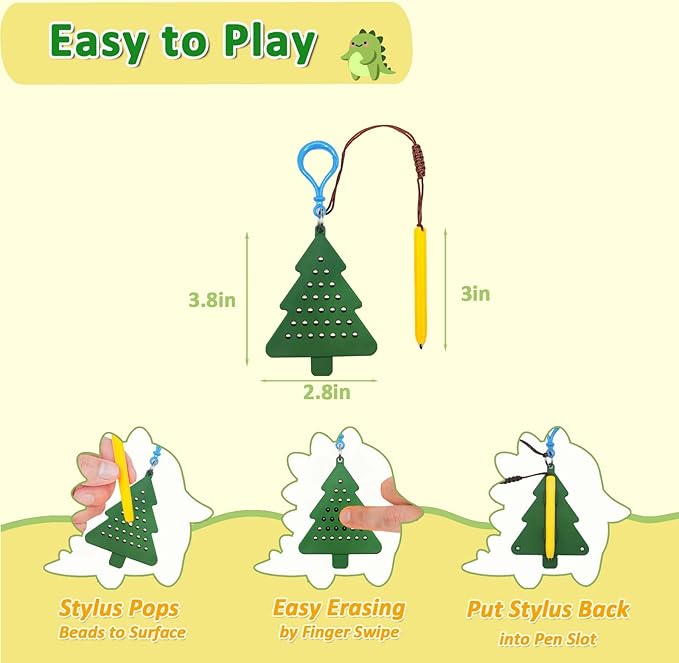 Magnetic Drawing Board for Kids Toddlers with Beads and Magnet Stylus Pen - Keychains Magnetic Dot Art Airplane & Car Ride Road Trip Activities Travel Toys for Kids (Tree)