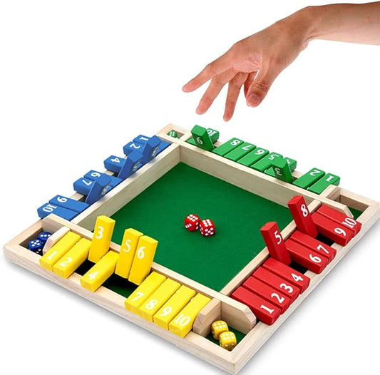 Nicecho Shut The Box Dice Game,2-4 Player Family Wooden Board Table Math Games for Adults and Kids, 8 Dices Classics Tabletop Version Games for Classroom,Home,Party or Pub
