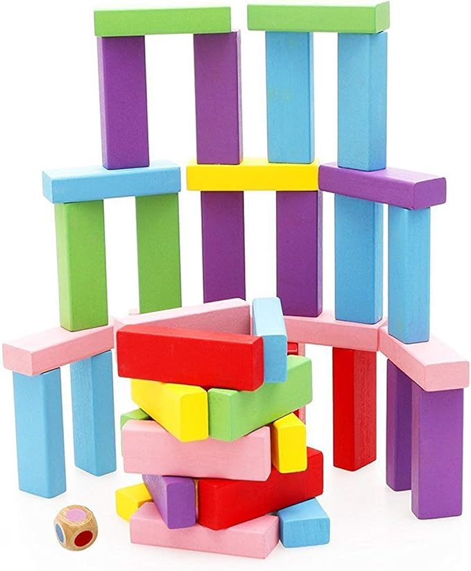 Lewo Wooden Stacking Board Games Building Blocks for Kids Boys Girls- 48 Pieces