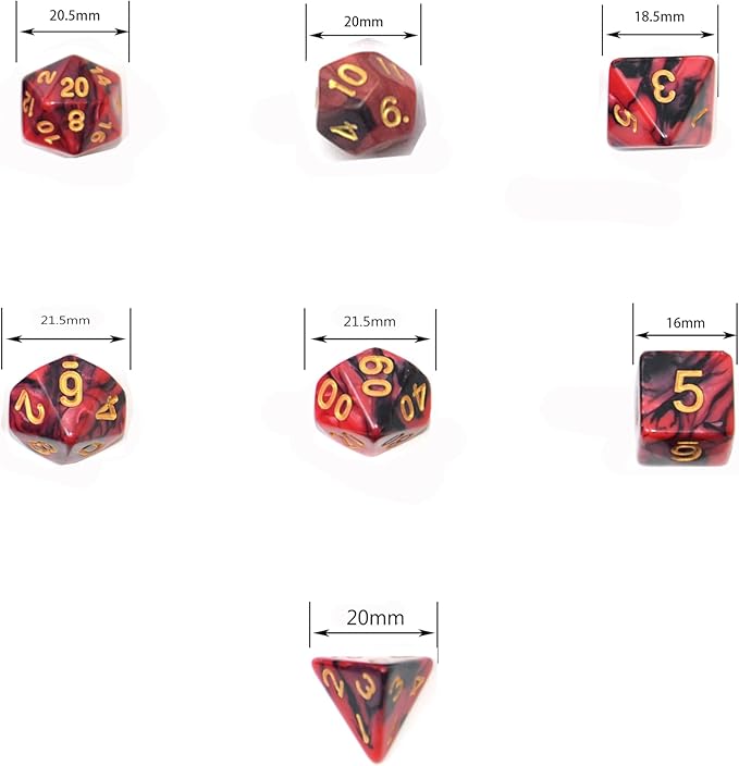 SmartDealsPro 5 x 7-Die Double-Colors Polyhedral Dice Sets with Pouches for D&D DND RPG MTG Dungeon and Dragons Table Board Roll Playing Games D4 D6 D8 D10 D% D12 D20
