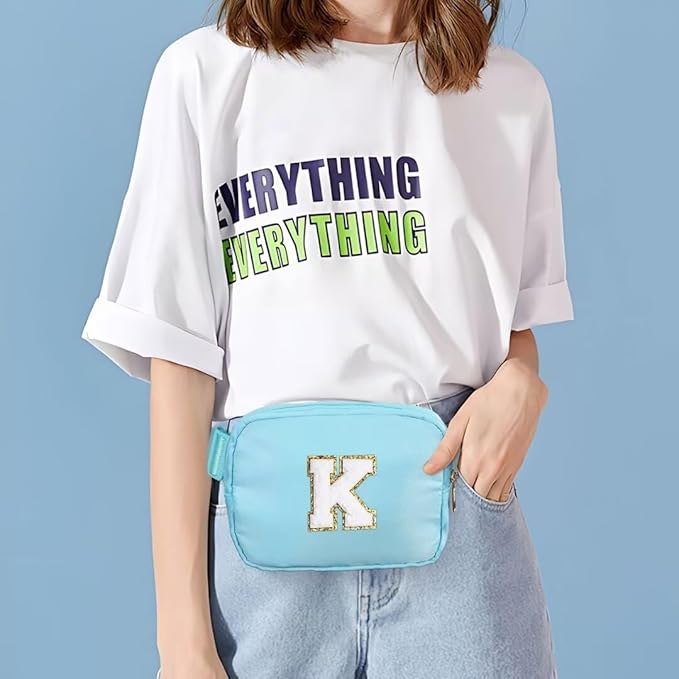 YOOLIFE Teacher Appreciation Gifts for Women - Gifts for Teacher, Teacher Retirement Gifts for Women Teacher Bag Teacher Gifts from Students, Initial Crossbody Bag Belt Bag T, Blue