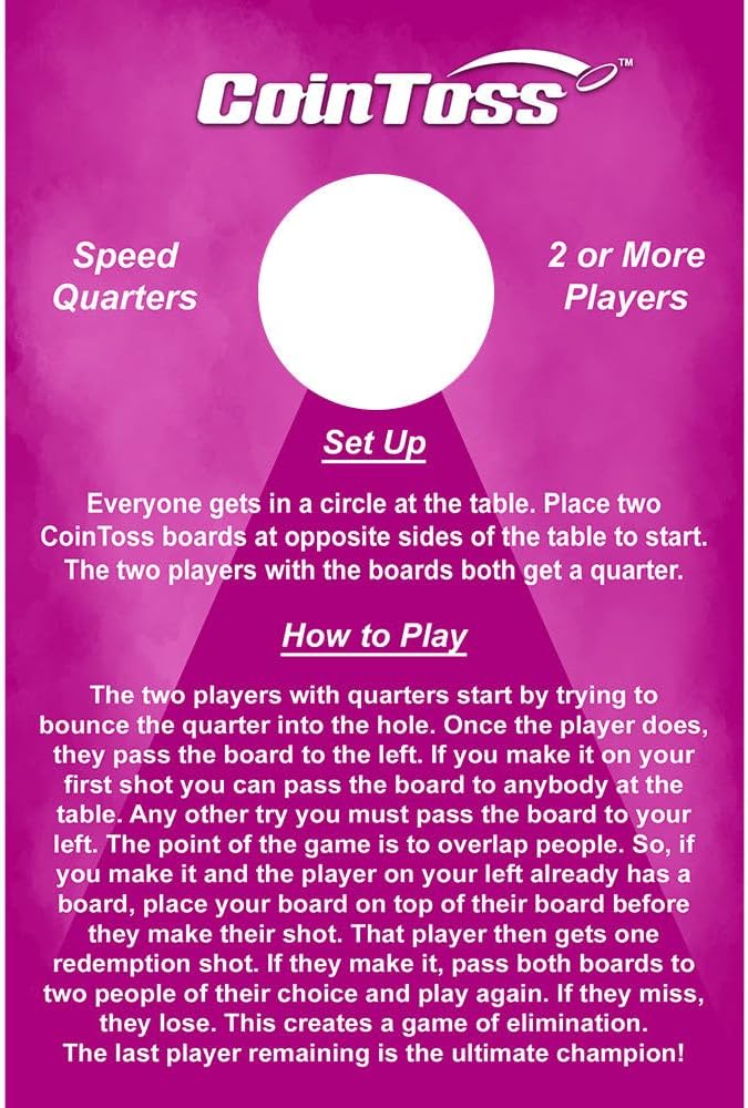 2 CoinToss Boards and Carry Case Set - Speed Quarters - Pink