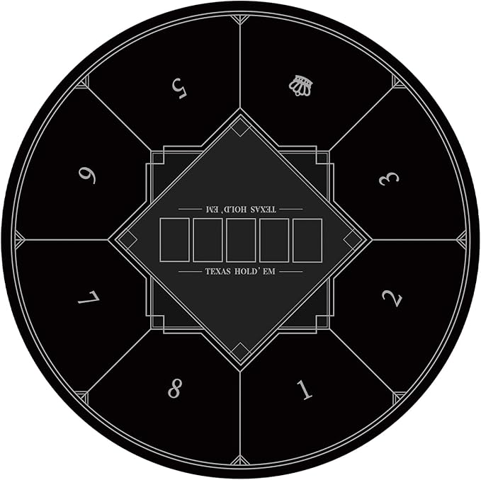 nuveti 24/31/47/55/63inch Round Poker Mat for Texas Holdem | Portable Poker Table Top with Art Deco Layout Print 6-8 Player Game Layout Mat to Play Cards, Poker Games, Blackjack, Casino