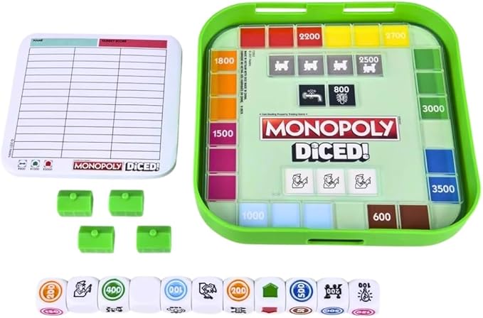 MONOPOLY Diced: Easy to Learn, Quick and Portable Travel Board Game for Kids Ages 8 and Up