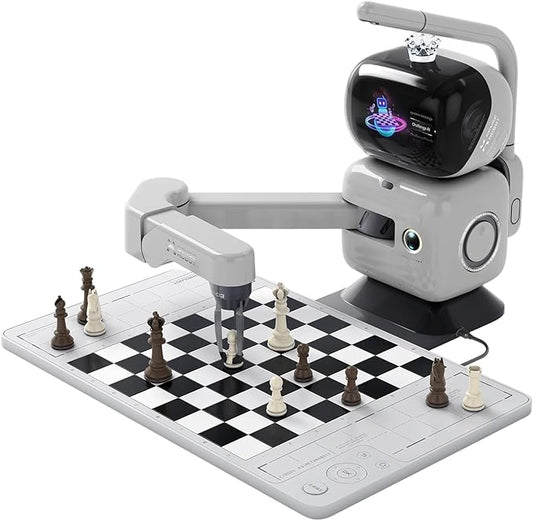 AI Chess Robot with Robotic Arm Electronic Computer Chess Board– 25 AI Levels, 1200+ Exercises, Endgame Trainer, Classic Game Replay