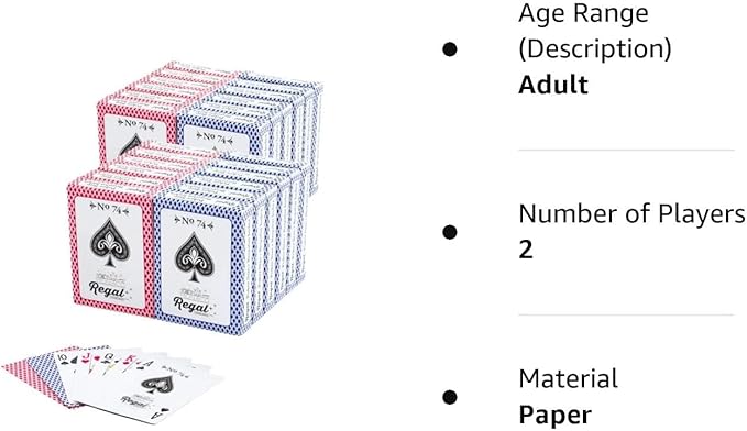 Regal Games - Bulk Playing Cards Set for Adults & Professionals - 24 Standard Decks, Large Print Deck of Cards - Blackjack, Euchre, Canasta, Poker Cards - Fun & Travel Playing Cards (24 Pack)