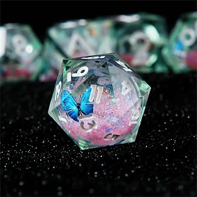 Resin Cat Head DND Dice, Sharp Edge Dungeons and Dragons Polyhedron Game Dice Set for Role Playing Games RPG Explorer Magic, Holiday Birthday Gifts Party Gifts