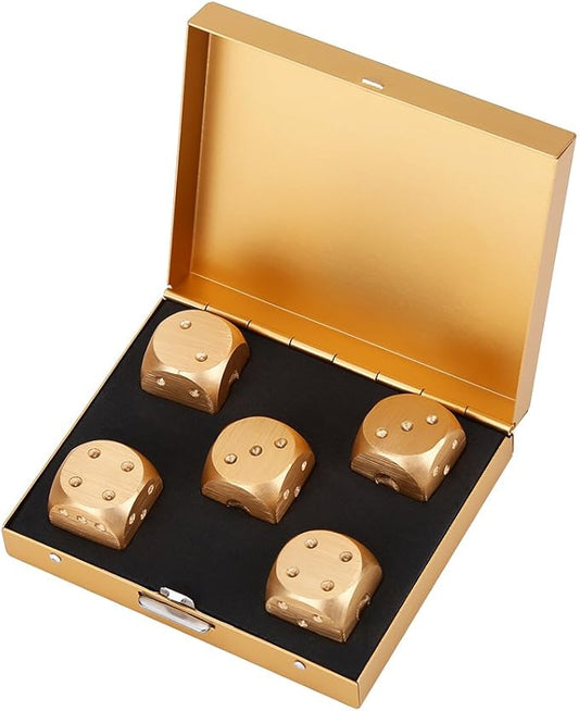 6 Sided Dice Set Spot Dice with Box for Math Learning Games, Party Favor and Gifts Silver Gold Dice (Gold Box)