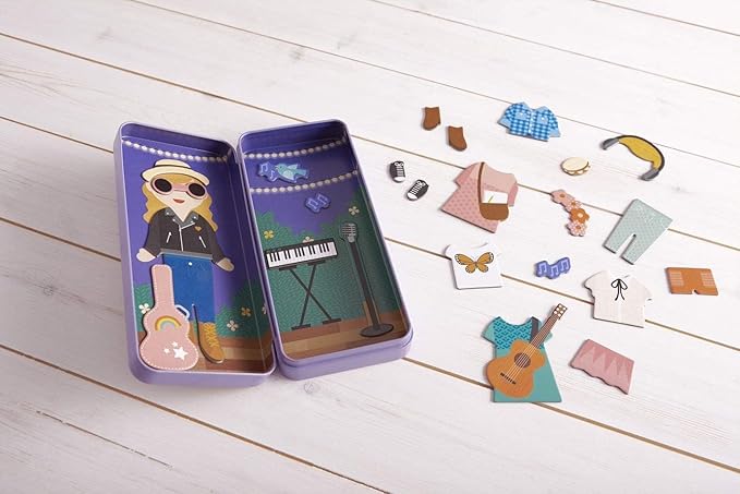 Petit Collage Magnetic Dress Up, Music Maker – Magnetic Game Board with Mix and Match Magnetic Pieces, Ideal for Ages 3+ – Includes 2 Scenes and 25 Creative Magnetic Pieces, Medium
