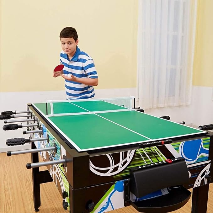 MD Sports 48 Inch 12 in 1 Combo Manual Scoring System Multi Game Room Table with Air Powered Hockey, Basketball, Foosball, Checkers, Chess, & More