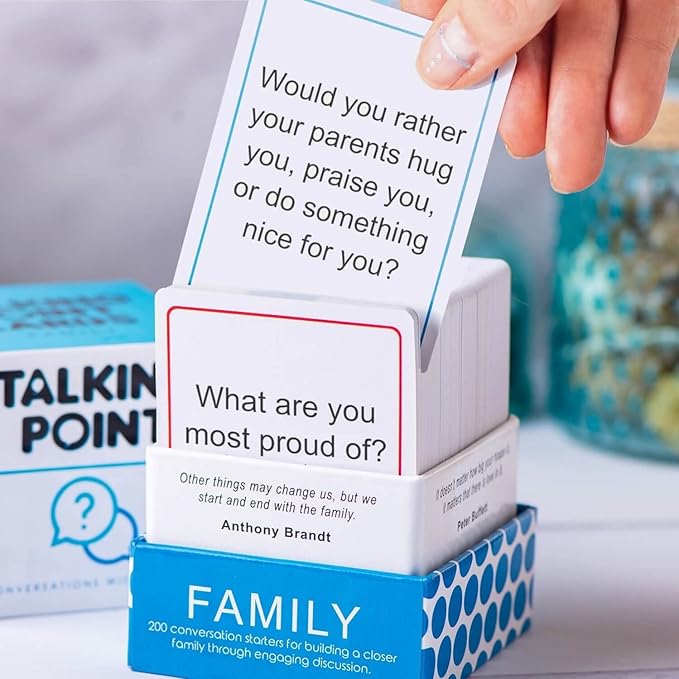 TALKING POINT CARDS Kids Family Bundle: 400 Thought Provoking Conversation Starters - 2 Packs: Kids + Family