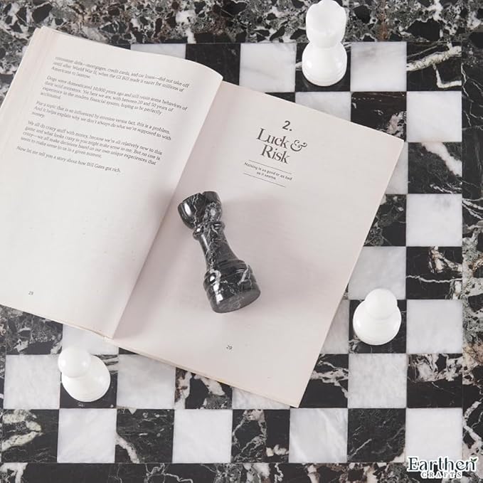 Marble Chess Set 15" Black Zebra & White with Storage Box Chess Board Games - 2 Player Classic Chess Sets - 1 Chess Board & 32 Chess Pieces - Ideal for Beginners & Professional Players