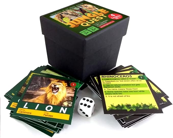 Jungle Quest: Animal & Wildlife Trivia, Educational Learning Card Game
