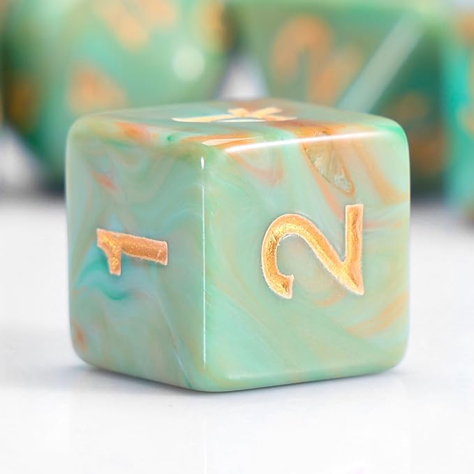 Role Playing Dice Set - 16mm Polyhedral DND Dice in Mixed Colors (Orange, Dark Green, Light Green) - Perfect for Dungeons and Dragons, Tabletop Games, and Math Teaching