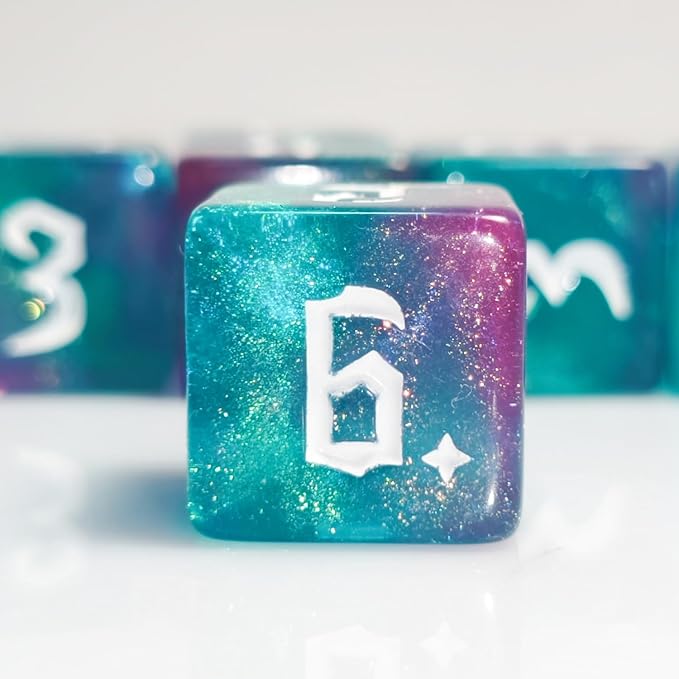 10 PC D6 dice 16mm Acrylic Dice Set for RPG MTG DND Dice Table Games and Board Games (Purple+Green)