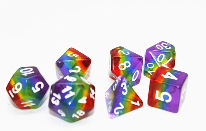 Polyhedral DND Dice Set RPG Rainbow Dice for Dungeons and Dragons(D&D) Role Playing Game,MTG,Pathfinder,Table Game,Math Games Dice Set with Dice Pouch