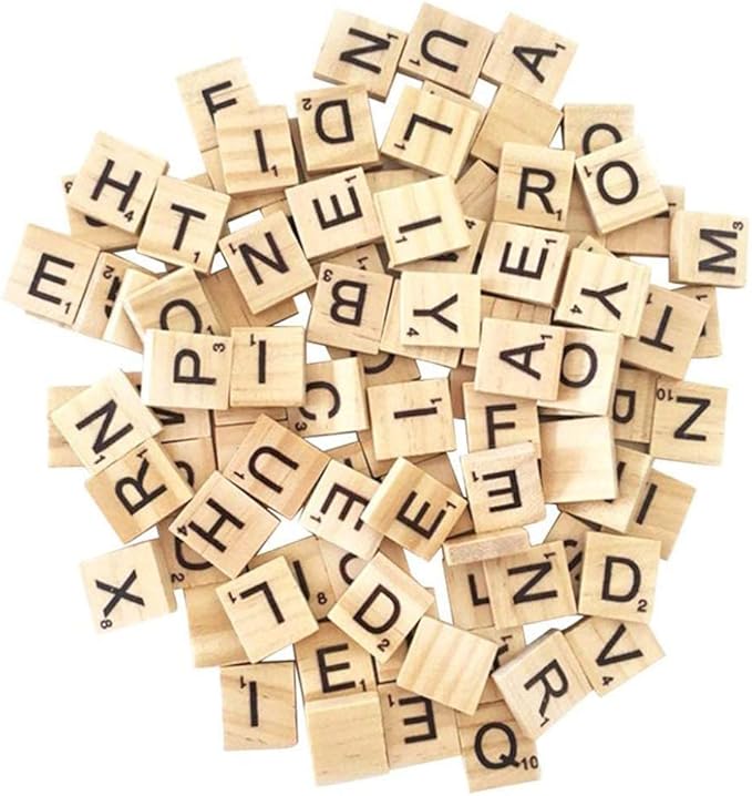 1000PCS scrabble letters for crafts - DIY wood gift decoration - making alphabet coasters and scrabble crossword game wood letter tiles/wooden scrabble tiles A-Z capital letters for crafts, pendants,