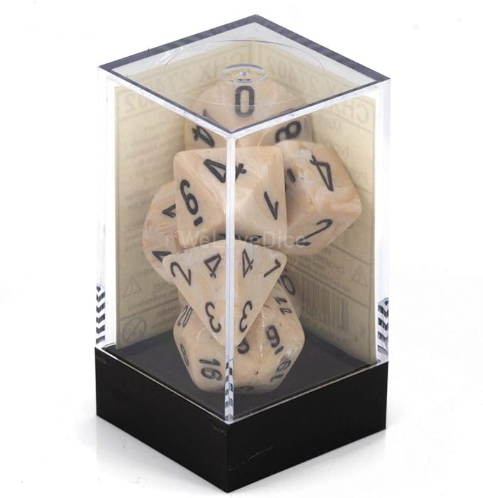 Chessex CHX27402 Dice-Marble Ivory/Black Set