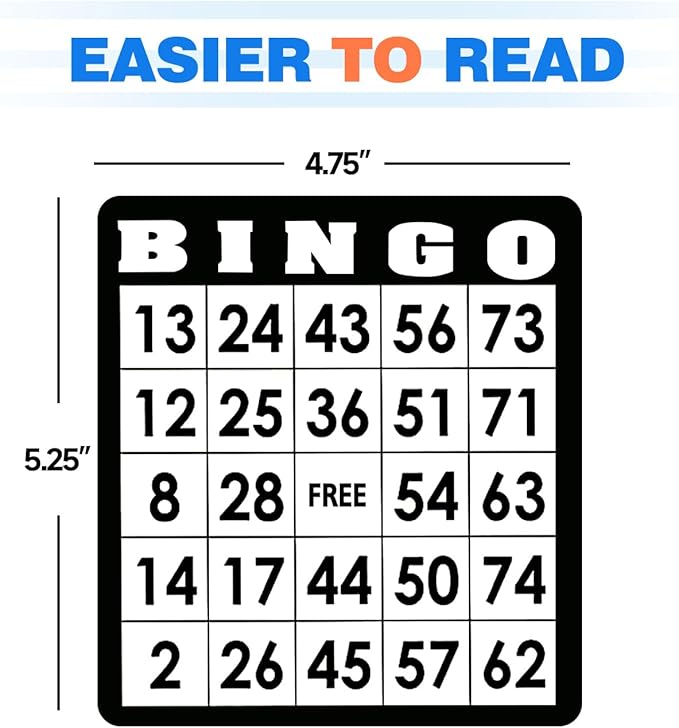 GSE Games & Sports Expert 18-Pack Bingo Game Cards with Easy Read Numbers, Reusable Paper Bingo Sheets for Family/Friend Parties