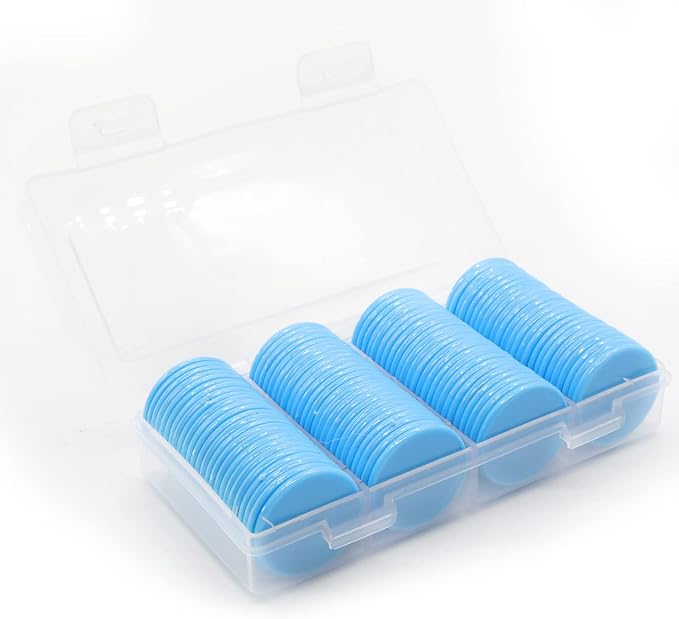Set of 100 Opaque Plastic Learning Counters Mini Poker Chips Game Tokens with Storage Box (Deepsky Blue, 1.58 Inch)