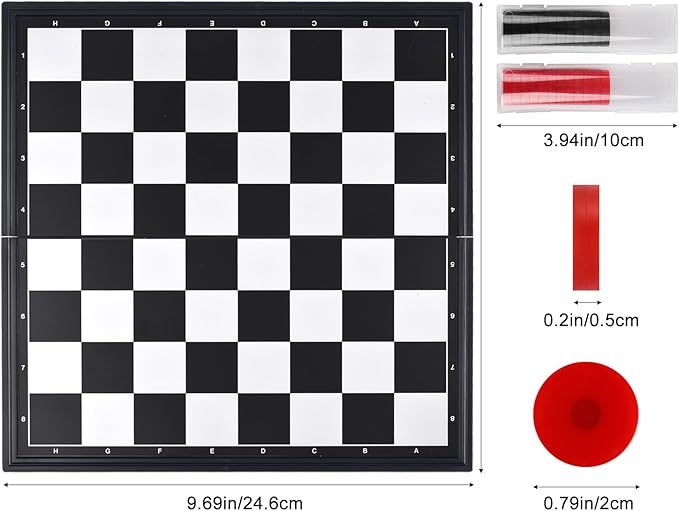 Magnetic Travel Checkers Board Game Set with Folding Board Family Educational Toys for Kids and Adults