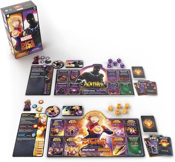 Marvel Dice Throne | 2 Hero Box Featuring Captain Marvel, Black Panther | Standalone Competitive Dice Game | Officially-Licensed Marvel Game | Compatible with The Dice Throne Ecosystem