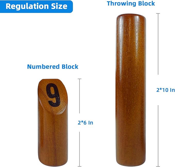 Wooden Throwing Game - 12 Numbered Block Toss Games Set with Scoreboard & Carrying Case, Indoor Tailgating Bowling Yard Activity‌ for Teens Adults Family