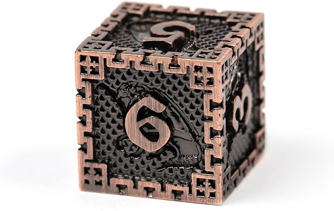 UDIXI 7-Die Metal Dice Set, Polyhedral DND Dice Set Dragon D&D Dice for Dungeons and Dragons Role Playing Game and Other Tabletop Game (Ancient Copper)