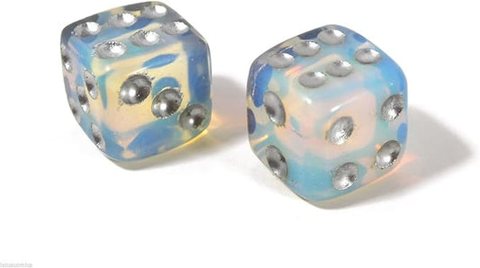 Natural Hand Carved Gemstone Dices, 15mm/0.59in, 6 Sided, Opalite
