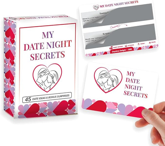 Valentines Gifts Couple Gifts - 40 Fun and Romantic Scratch Off Date Adventure Ideas - Girlfriend, Boyfriend, Wife, or Husband - Date Night Ideas, Card Game, Anniversary/Wedding, 5 Customizable Cards