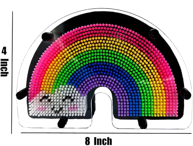 3D Pin Art Sensory Toy Size 8x4 Inches Needles Pin Impression Toy Intellectual Fun Rainbow Toys(Smiling Rainbow)