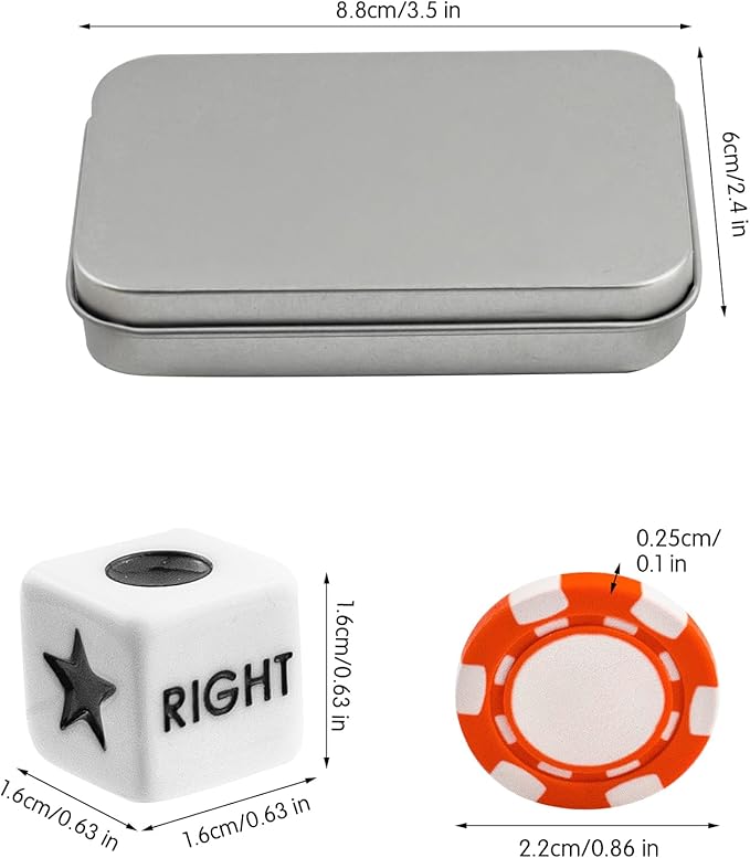 Left Right Center Dice Game Set with 3 Dices + 36 Red Poker Chips and Silver Storage Box