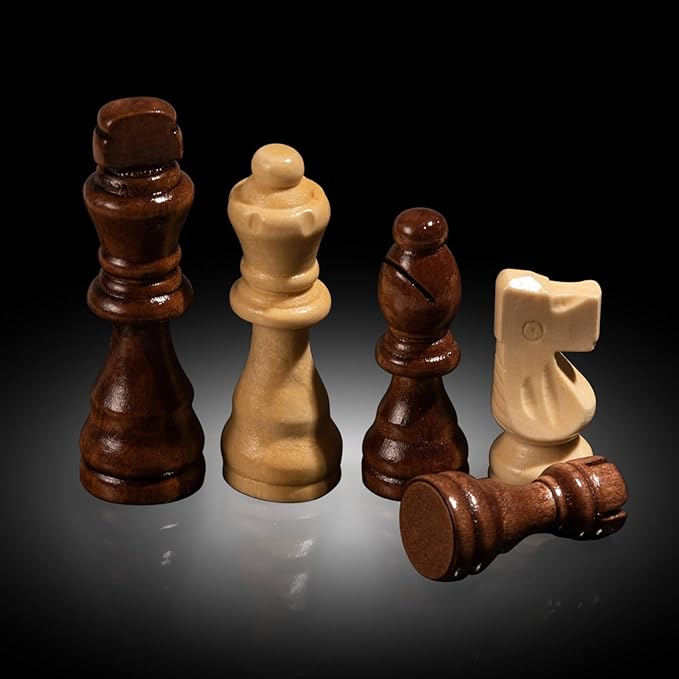 Chess Set Board Games for Adults: Handmade Walnut Wooden 15" 2 Extra Queens Folding Portable Travel Gift idea Pieces Storage Bags Instructions