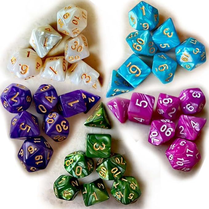 DND Dice Set - 5 * 7-Die Polyhedral Dice Sets for Dungeons and Dragons D&D DND RPG MTG Table Board Roll Playing Games D4 D6 D8 D10 D% D12 D20