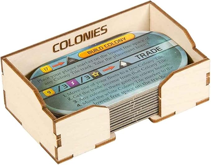 The Broken Token Terraforming Mars Compatible Expansions Game Organizer - Wood Storage Box with Multiple Trays & Card Shoe - Wooden Game Organizer
