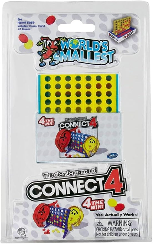 World's Smallest Connect 4 Board Game, Miniature Classic Game with Grid, Case & Tokens, Fun for All Ages, Family Games for Kids, Perfect for Stocking Stuffers, Easter Baskets, Party Favors, Ages 6+