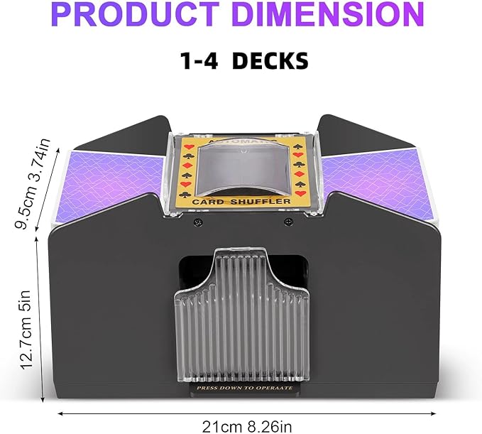 Automatic Card Shuffler 4 Deck,Battery-Operated Electric UNO Poker Shuffler,Playing Card Shuffler for Home Card Game,Travel