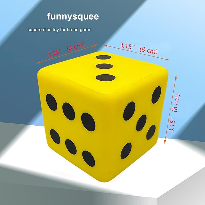 3.15 Inches Foam Dice Toy: A Fun-Filled, Kawaii Dices Educational Toy for Kid Board Game and Learning Sessions (Fortunate Yellow)